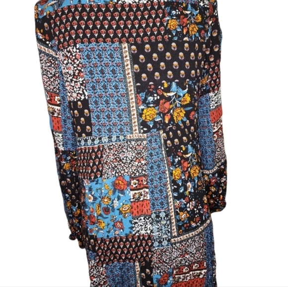 Andree Tunic Dress Small Long Sleeve Tassels Keyhole Neckline Boho Festival - Picture 5 of 7